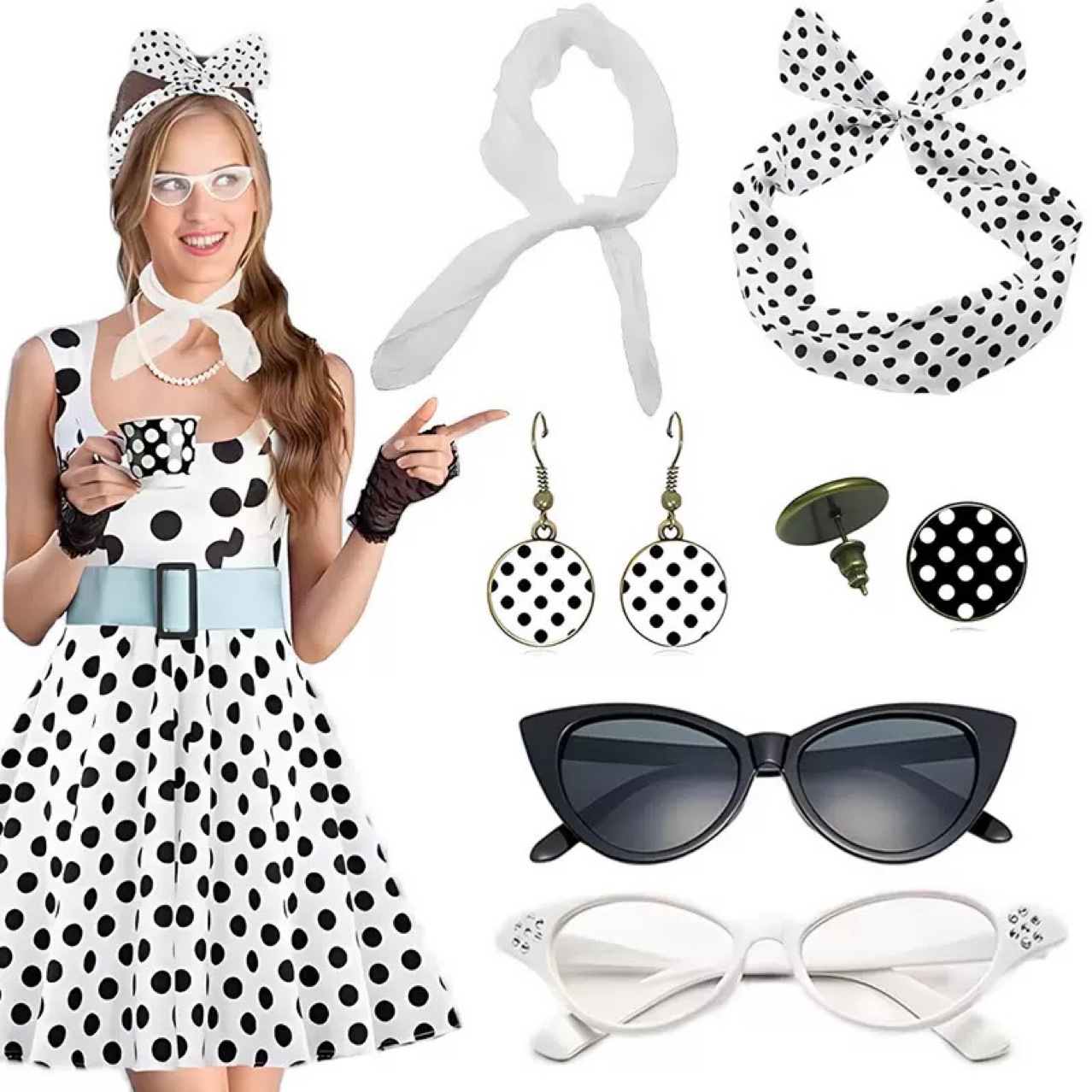 Fantasia Feminina Retrô Anos 5 - Women'S Accessories In The 1950S avaliação e preço