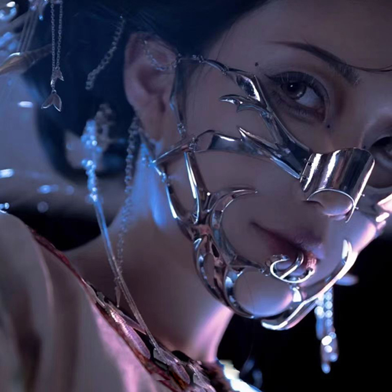 2025 cyberpunk viseira queixo  - Women Accessories Chain avaliação e preço
